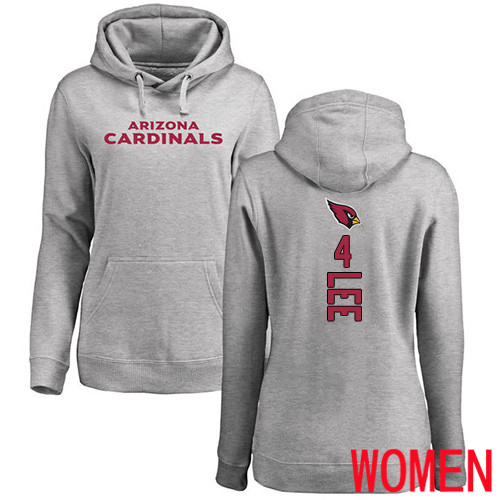 Arizona Cardinals Ash Women Andy Lee Backer NFL Football #4 Pullover Hoodie Sweatshirts